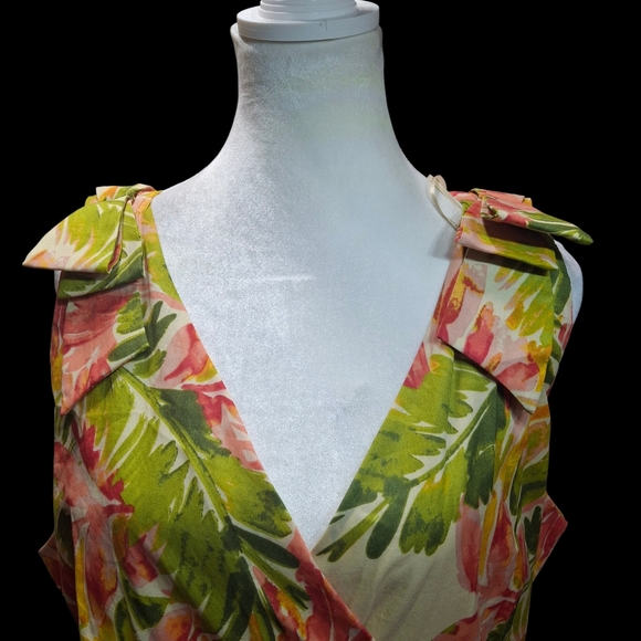 Gibson Latimer Wrap Midi Floral Dress Ruffled Tiered High Low Hem Women Size XXL - Picture 7 of 16